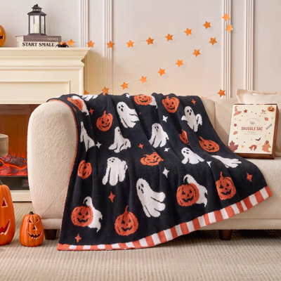 Halloween Knit Throw Blanket 50 x 60 Inch, Soft Cozy Decorative Halloween Bedding Blankets for Couch, Sofa, Bed & Home