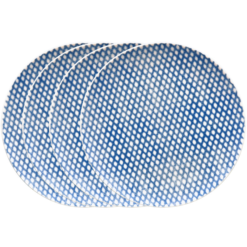 Noritake Hammock Coupe Salad Plates - Dots, 9-1/2", Blue