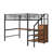 Full Size Metal Loft Bed With Desk, Storage Staircase And LED Light-545068244