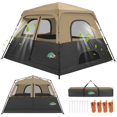 Tente de camping pour 6 à 8 personnes, tente de randonnée imperméable et coupe-vent facile à installer avec rainfly amovible, tentes familiales portatives extérieures légères pour le camping