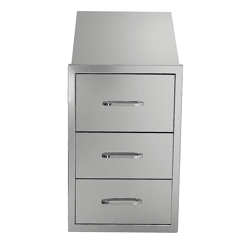 Armoire de cuisine en acier inoxydable avec 3 tiroirs et porte-essuie-tout, l 17 po x H 30 po x P 21 po, organisateur de rangement durable pour le comptoir ou sous l'armoire