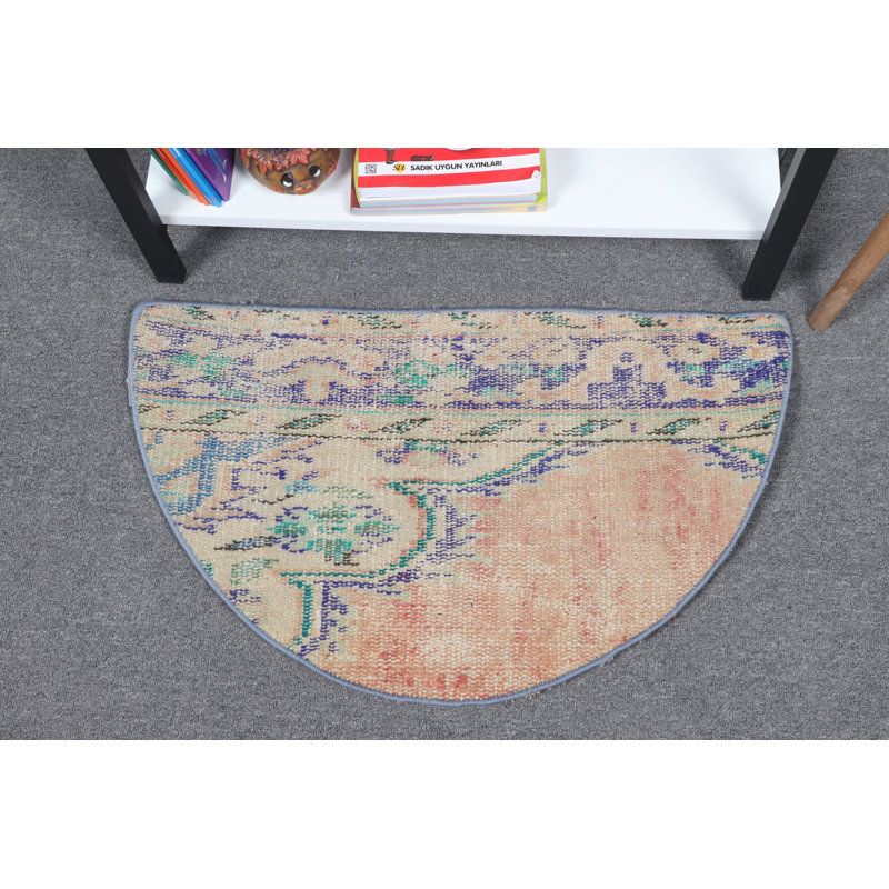 Small Round Beige Turkish Oushak Wool Rug Ideal for Entryway and Antique Decor Lovers