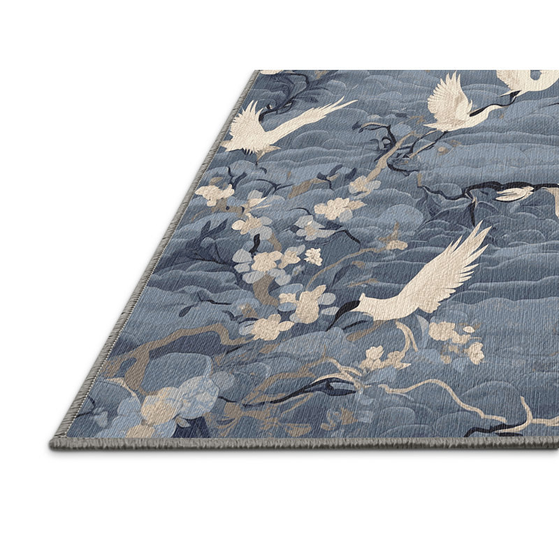 Machine Washable Gray Area Rug, Rectangle 5' x 8'