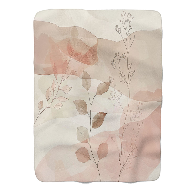 Blush Wabi Sabi Art - couverture sherpa de qualité supérieure 1 pièce, Lit simple