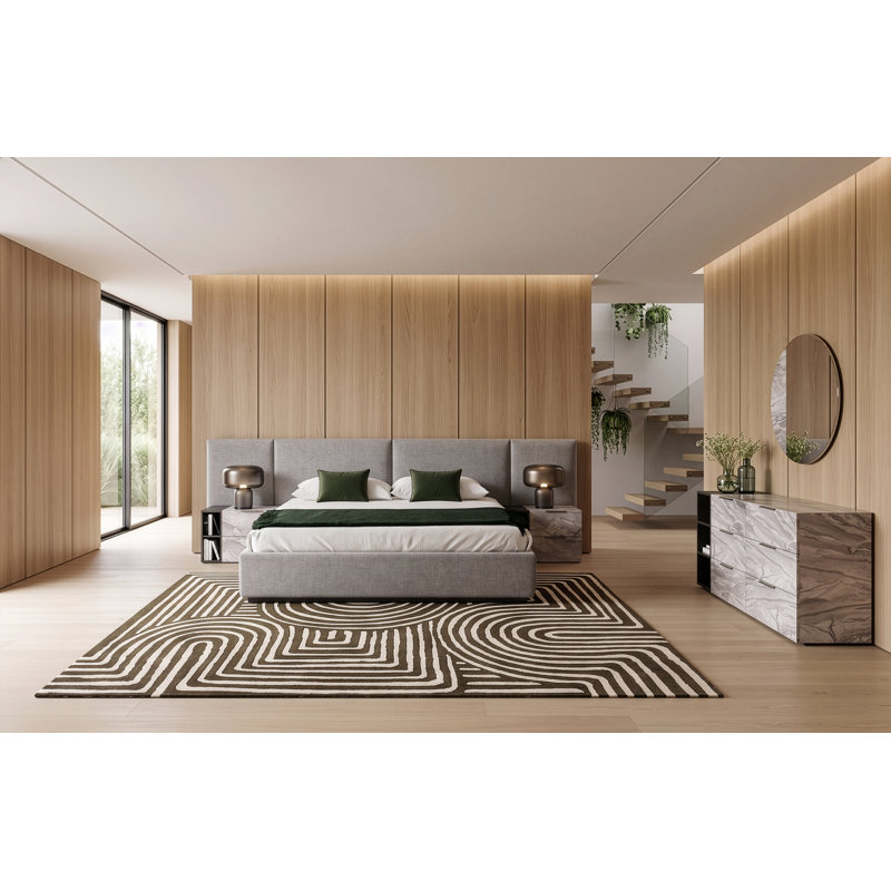 Ensemble de chambre avec lit plateforme 5 pièces Oteri, Grand