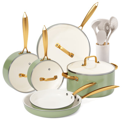 Ceramic Pan 15 - Piece Non-Stick Ceramic Cookware Set