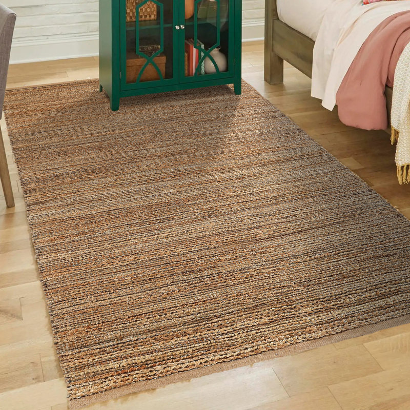 Tapis d'intérieur en jute de fibre naturelle fait à la main avec envers en coton Modern Farmhouse, Rectangle 2 pi x 3 pi
