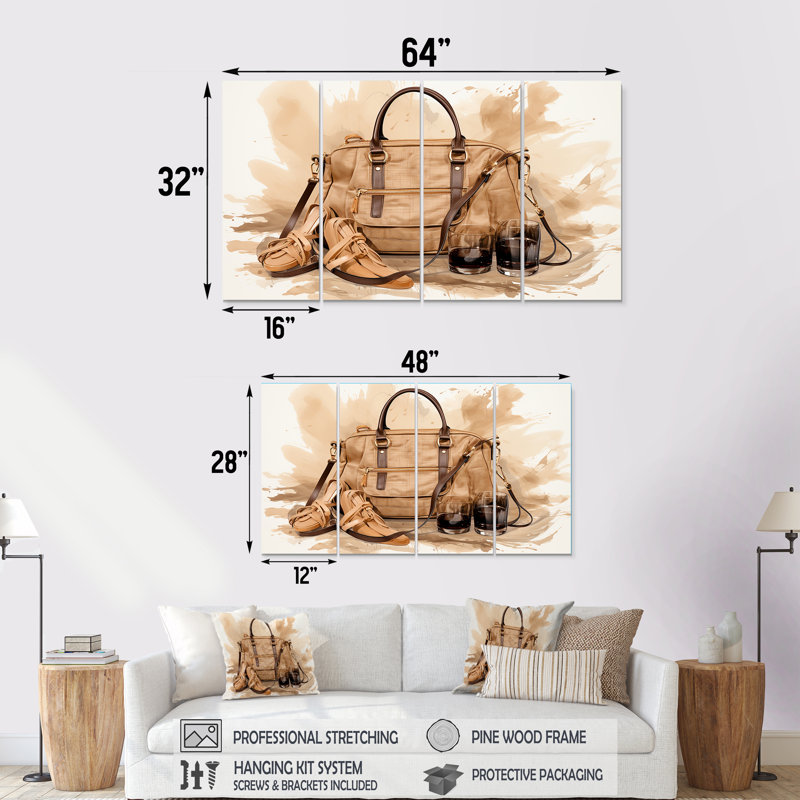 Ensemble de 4 pièces d'art mural rétro, H 28 po x l 48 po