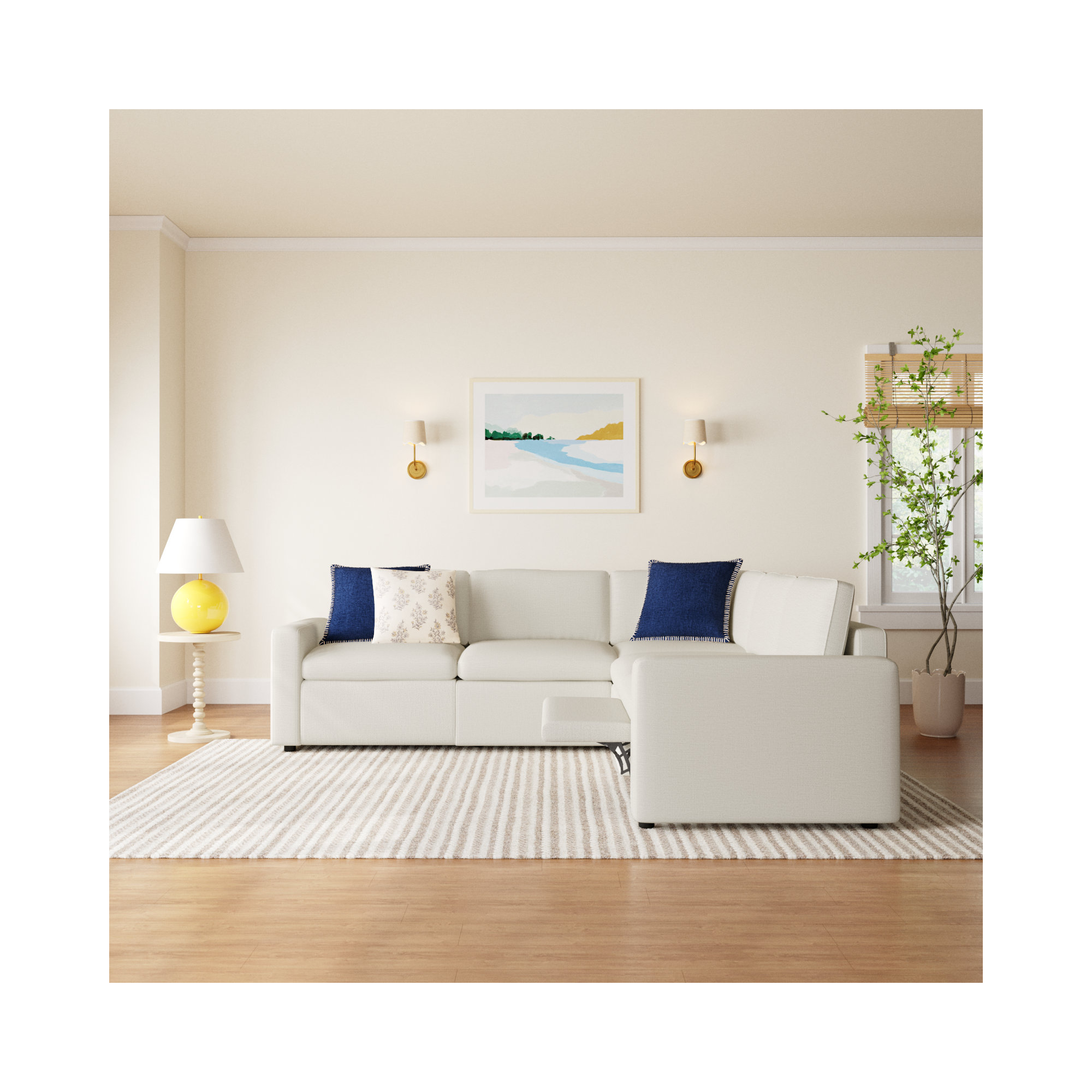 Lana 5 - Piece Upholstered Power Reclining Modular Sectional, Effie Linen Performance Linen