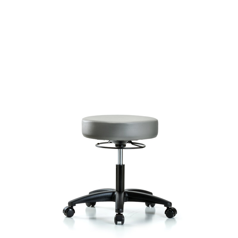 Tabouret en vinyle sans dossier chromé - hauteur de bureau avec roulettes en vinyle Storm Supernova, Noir, Argenté, 22.5"