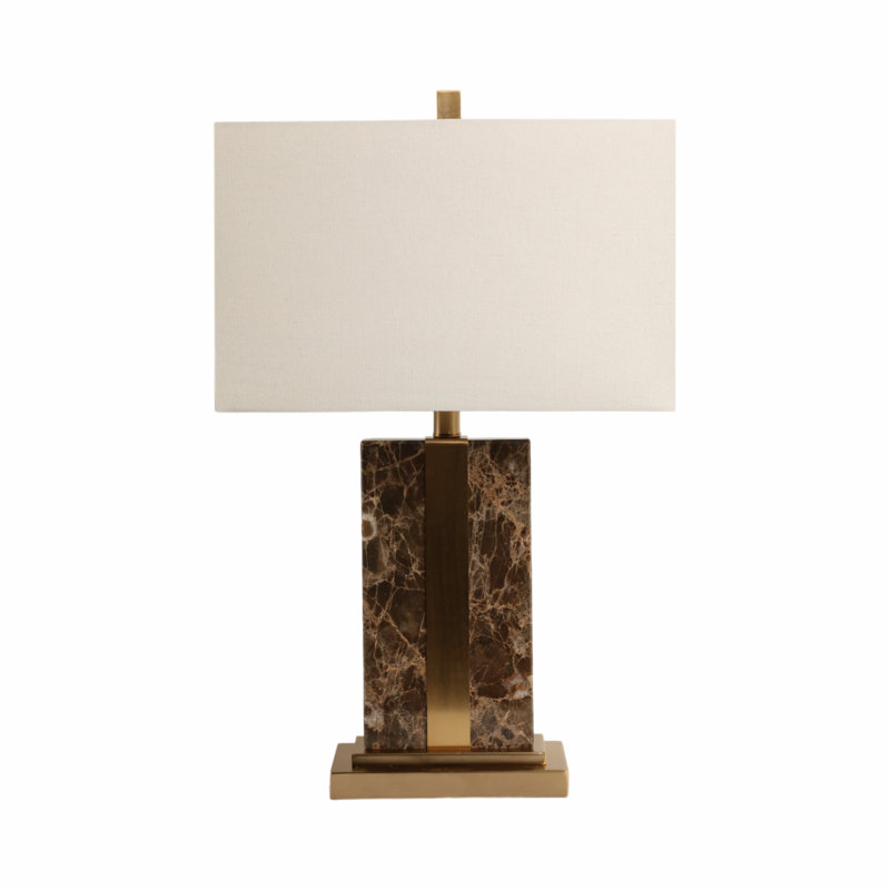 Sagebrook Home 26X16" Rectangle Marble Lamp With Antique Brass, Brown