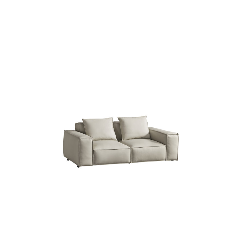 Causeuse en cuir EK8008, Cuir véritable gris clair