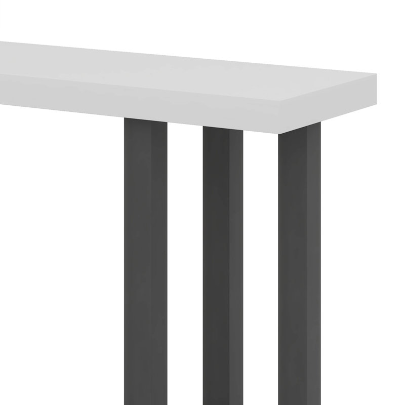 Console très longue, canapé à 2 niveaux avec rangement, Gris / Blanc