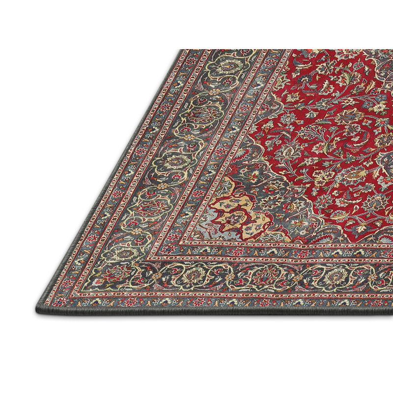 Tapis beige/gris/rouge traditionnel, Rectangle 2 pi x 5 pi