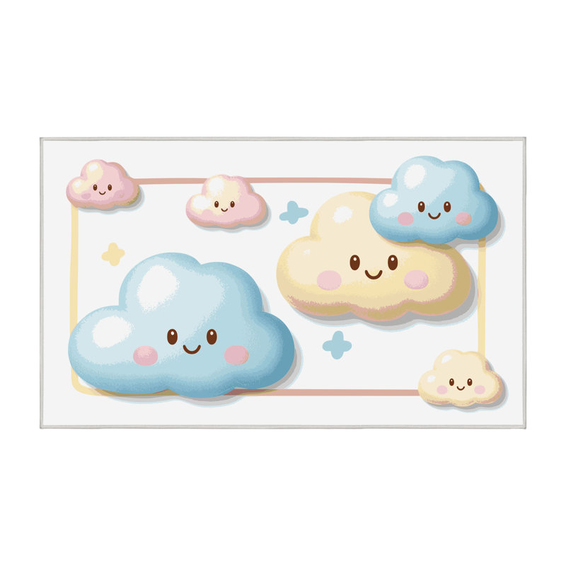 Tapis lavable pour enfant East Urban Home Sky Clouds_Sky020, Rectangulaire 2 pi x 4 pi