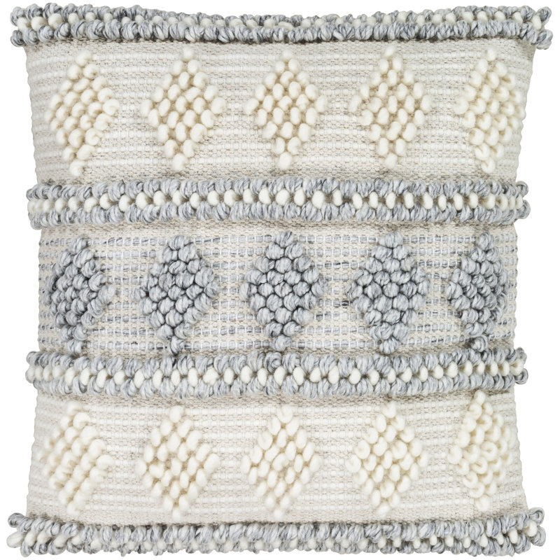 Anders 18" Square Wool Cotton Polyester Accent Pillow