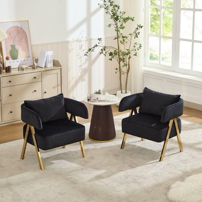 Modern Barrel Accent Chairs(Set Of 2), Black