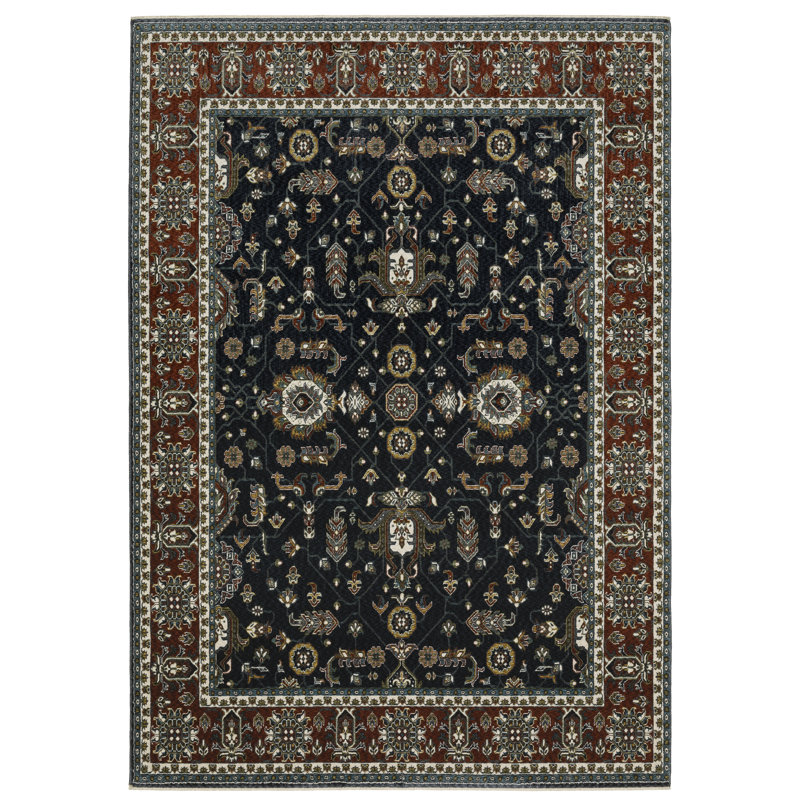 Tapis oriental en polyester tissé à la machine Sonaya, Rectangle 7 pi 10 po x 10 pi 10 po
