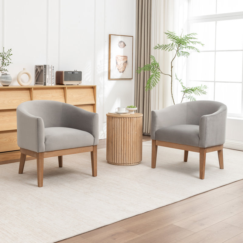 Fauteuil avec pieds en bois massif, Grey