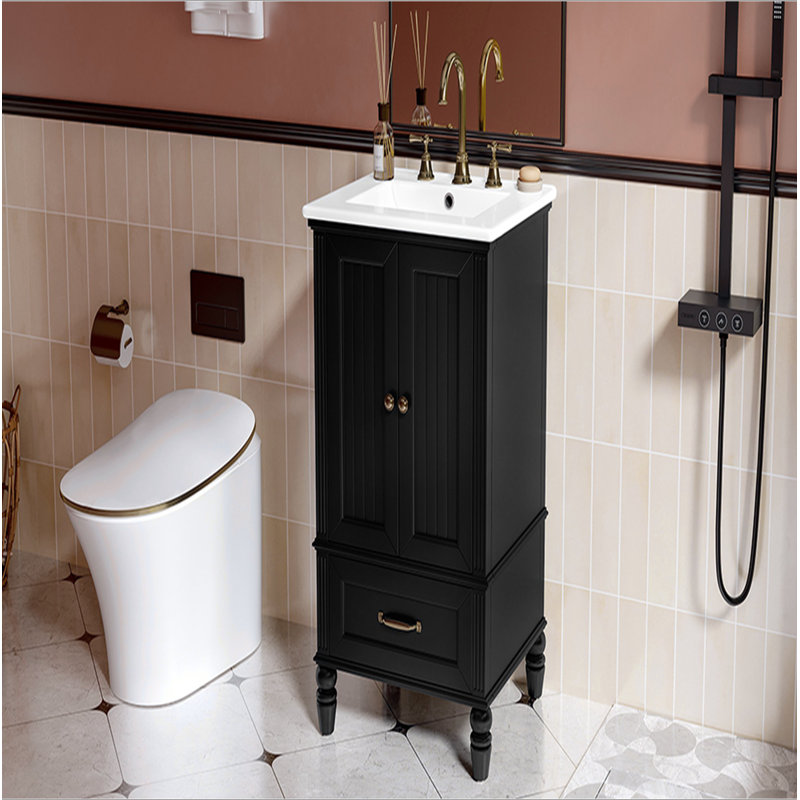 Meuble-lavabo de 20 po avec lavabo, armoire de salle de bain avec deux portes, butoir de porte magnétique et patins réglables, tiroir