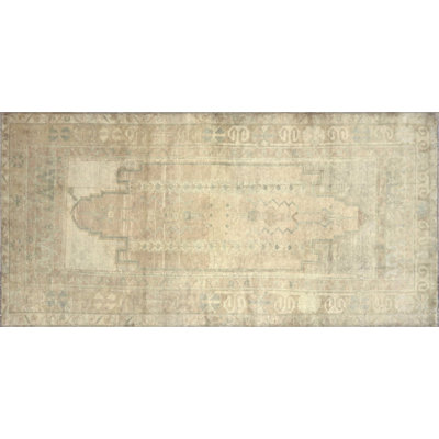 Gallery Size One-of-a-Kind 3'11" X 7'9" 1960s Wool Area Rug in Beige