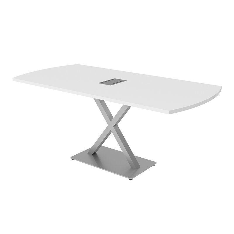 Table de conférence Pavert Arc Unité électrique, H 30 po x l 72 po x P 36 po, Blanc classique, Argent