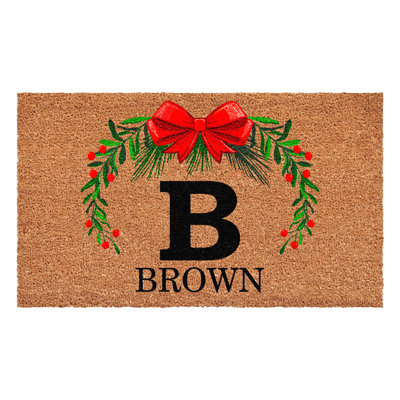 Paillasson couronne de Noël personnalisé, lettre B