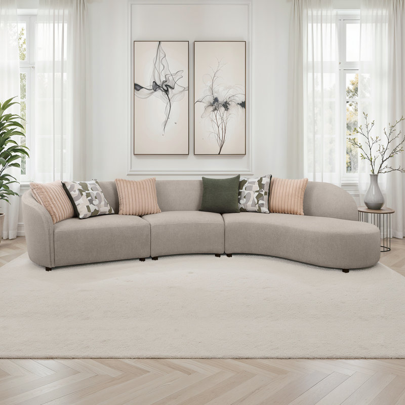 Canapé modulaire rembourré 3 pièces Fayette Greige