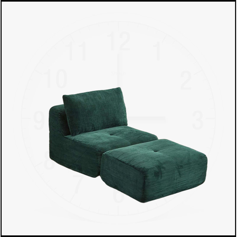 Canapé moderne en mousse à mémoire de forme compressée, méridienne simple, canapé modulaire Cloud compatible avec les animaux de compagnie, tissu en velours côtelé, repose-pieds mobile, aucun assemblage requis
