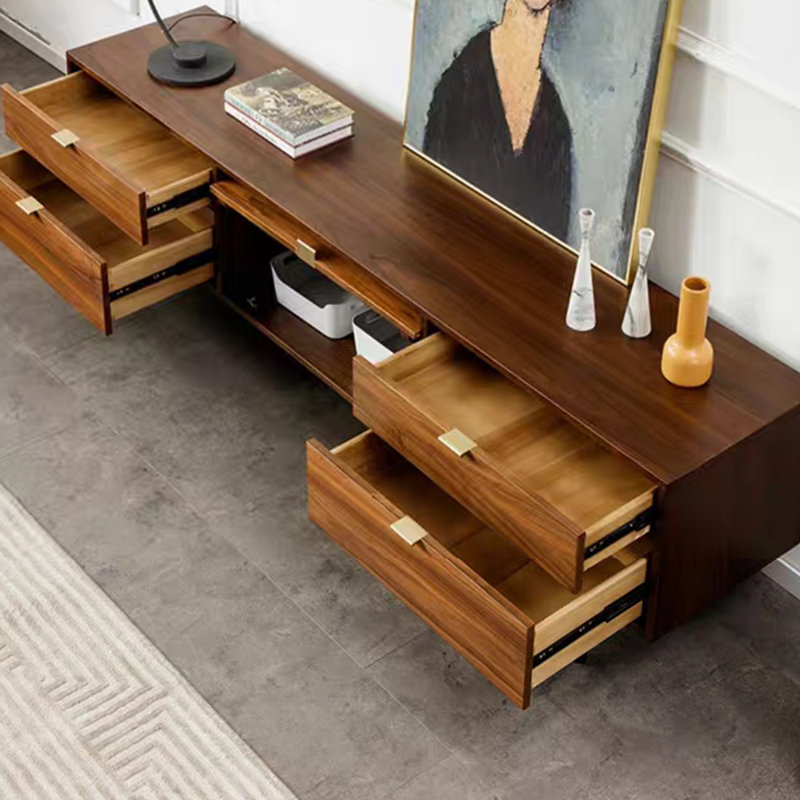 Meuble télé minimaliste rétro en bois massif