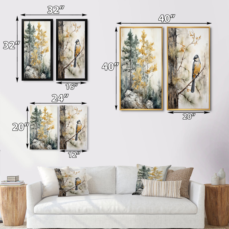 Forest Minimalisme des Gardiens «Forest Minimalisme des Gardiens» 2 - Pièces sur, Toile tendue, H 32 po x l 32 po