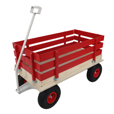 Pink Solid Wood Children's Trolley, A Multi-Functional Trolley For Outdoor Play, Garden Transportation And Picnic Storage