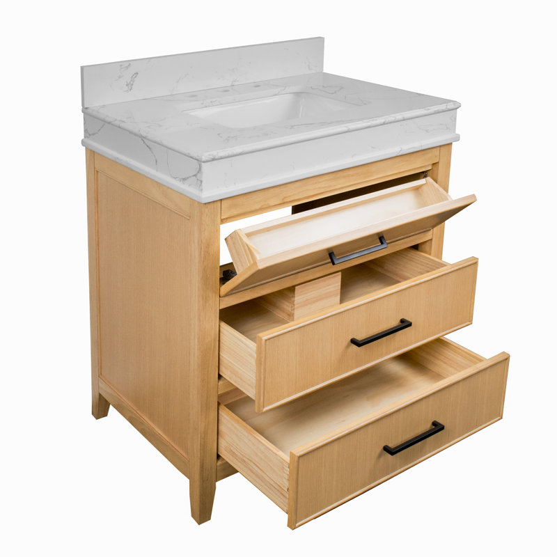 Meuble-lavabo simple 30 po avec comptoir Bayla, Blonde