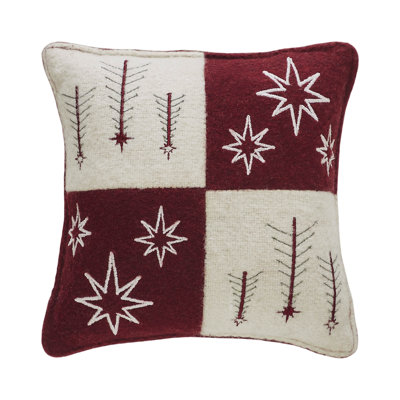 Embroidered 100% Felt Shell, Polyester Lining, Polyester Pillow Fill Reversible Throw Pillow