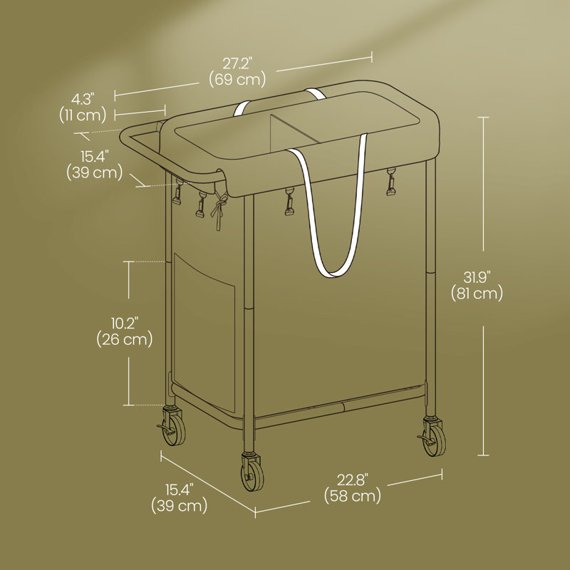 2-section Rolling Laundry Hamper