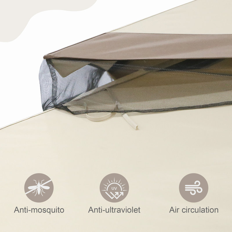 10' W x 20' D Fabric Gazebo: Spacious Portable Canopy for Outdoor Events, Patios, and Gardens, Beige