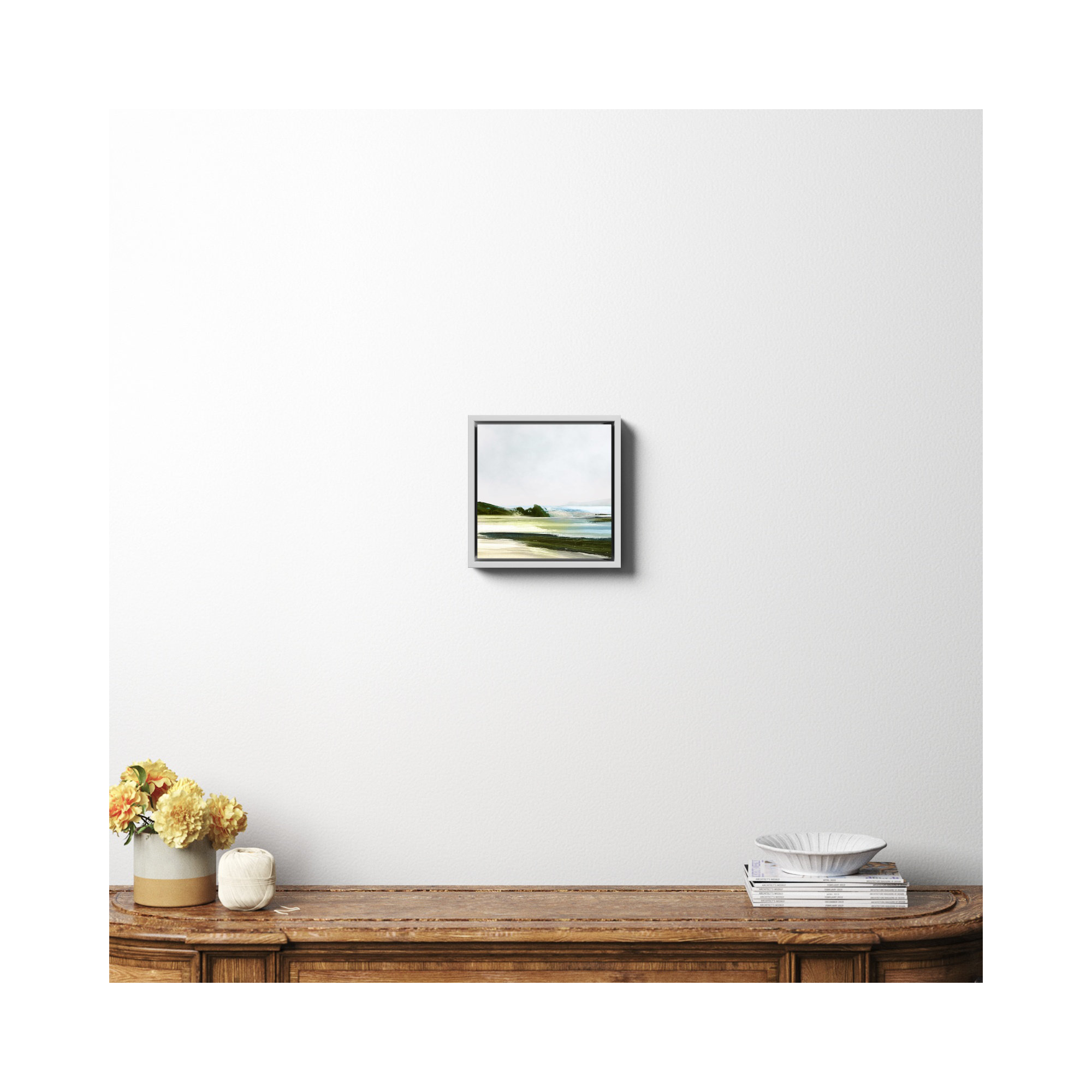Padstow, 12" H x 12" W x 2" D, No, White Framed Canvas