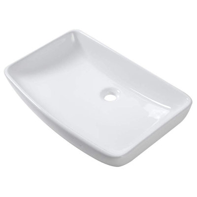Dcolora 15'' White Ceramic Rectangular Bathroom Sink