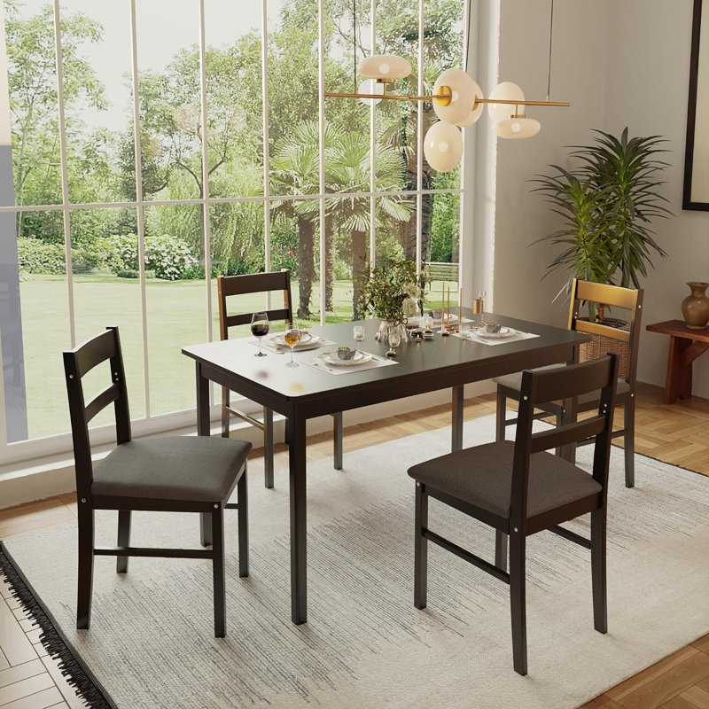 Red Barrel Studio® 5-Piece Indoor Modern Rectangular Dining Table Set ...