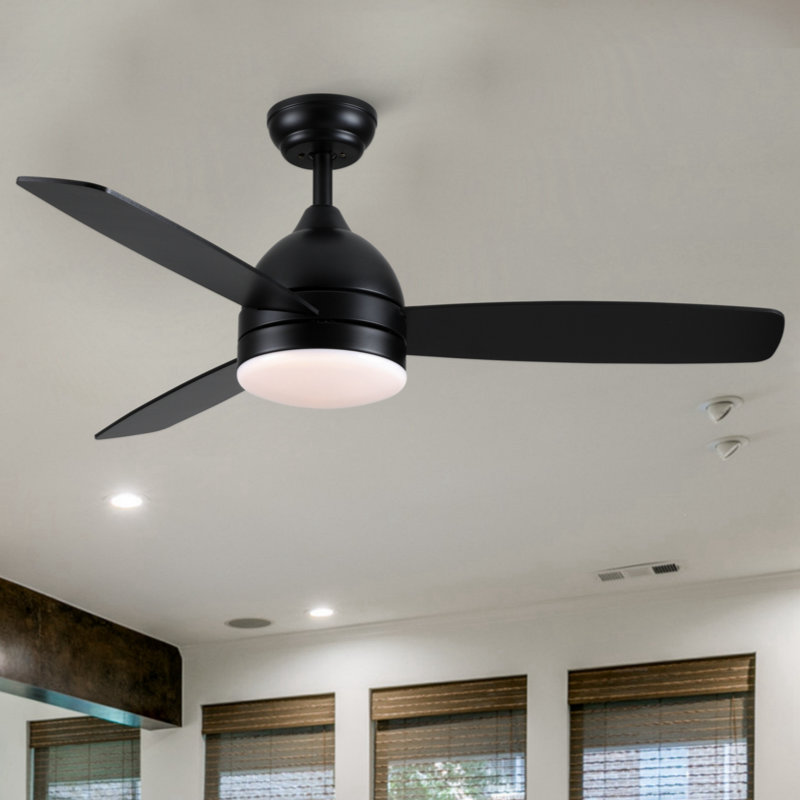 Ventilateur de plafond 10,83 po avec lumières DEL Izchak, Noir