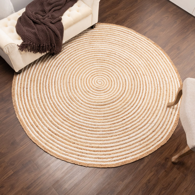 Tapis d'intérieur en jute tressé à la main Occoquan, Rond 4 pi