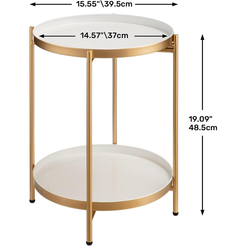 End Table, White, Gold