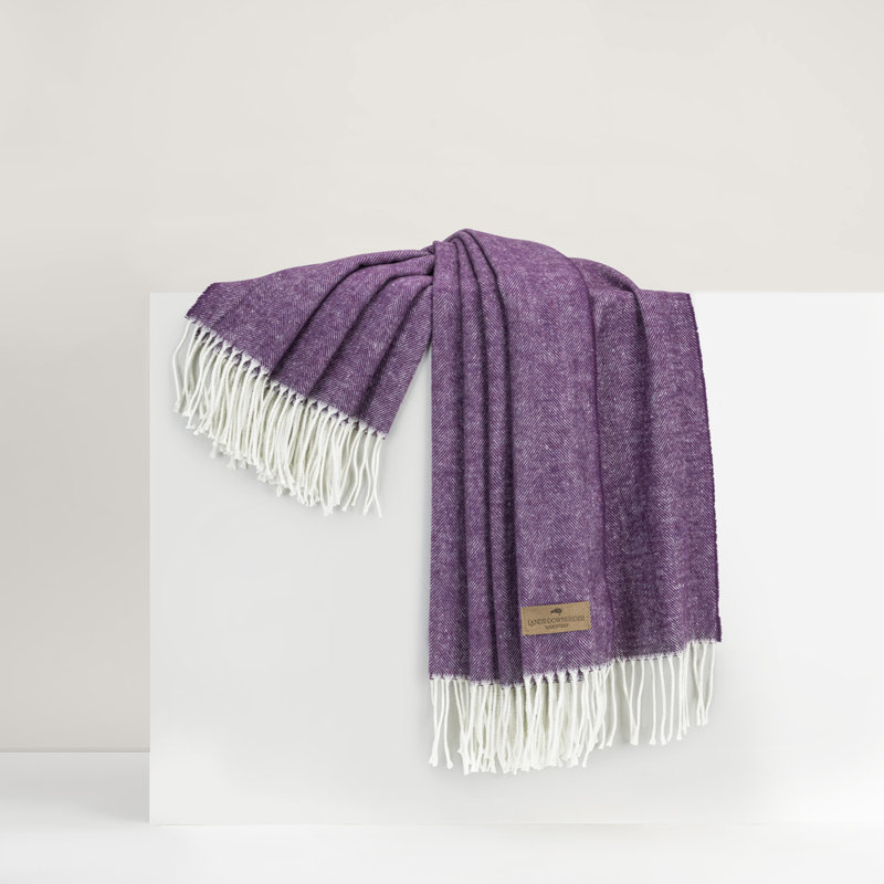 Italian Herringbone Throw Blanket, Plum