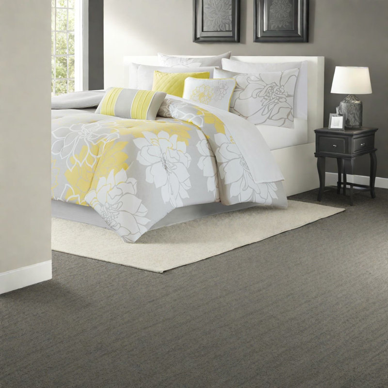Ensembles de literie élégants à motif floral, édredon en satin de coton, gris jaune moderne pour la maison