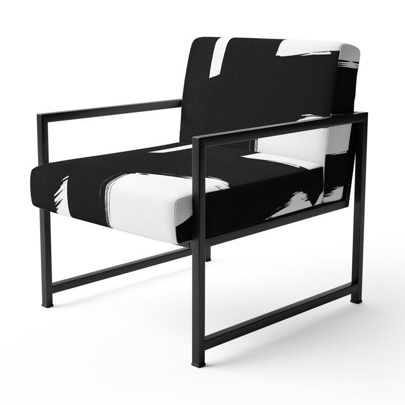 Chaise avec accoudoirs rembourrée dorée Uhler, Noir, noir, noir, noir