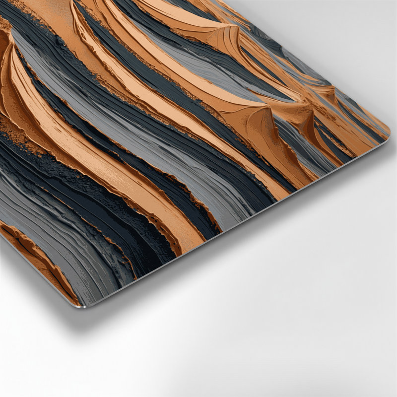 Art mural horizontal rayé horizontal brun foncé en métal brun foncé, H 11 po x l 14 po