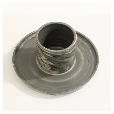 Porte-couverts en céramique fabriqué à la main avec repose-cuillère - organisateur d'ustensiles de cuisine gris anthracite
