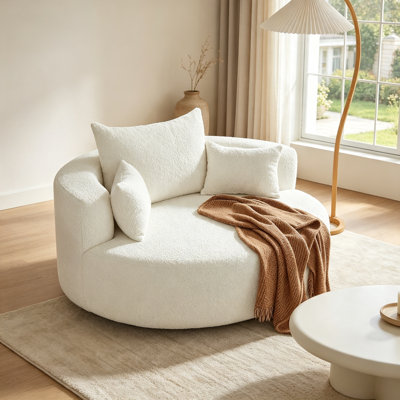 360° Swivel Accent Barrel Chair with Removable Pillows for Comfort and Style in Living Room, Bedroom, and Office
