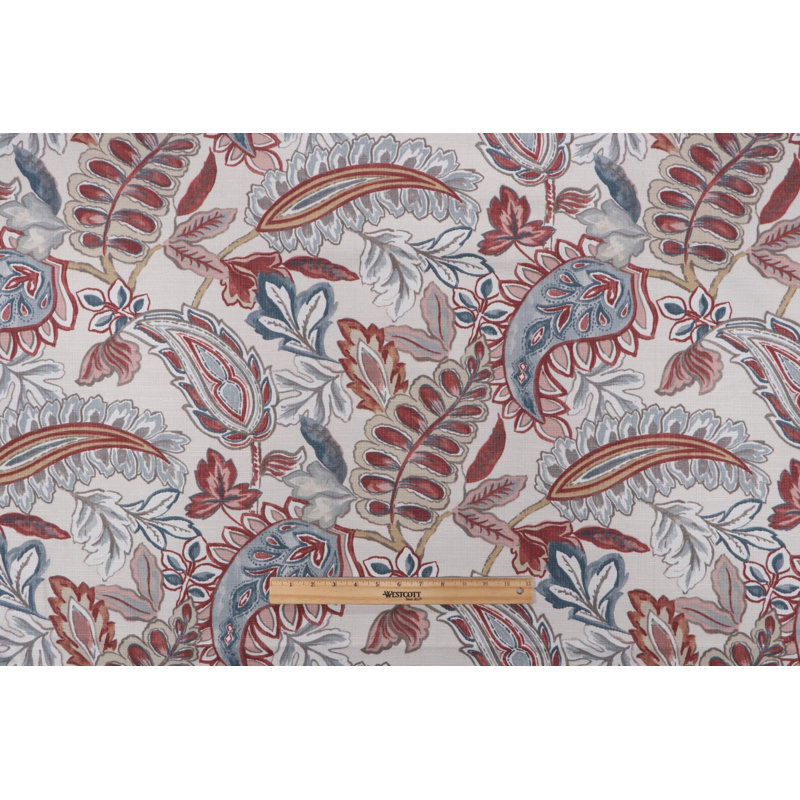 Housse de coussin d'extérieur rouge et bleu à motif cachemire, Carré 15 po