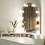 Corner Dressing Table with Stool, Makeup Vanity Desk with Charging Socket and LED Mirror